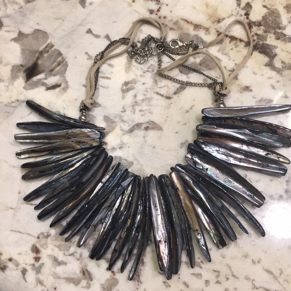 Statement abalone necklace